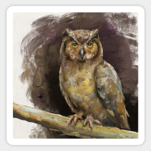 An Artistic Painting of an Owl in Earthy Shades Sticker